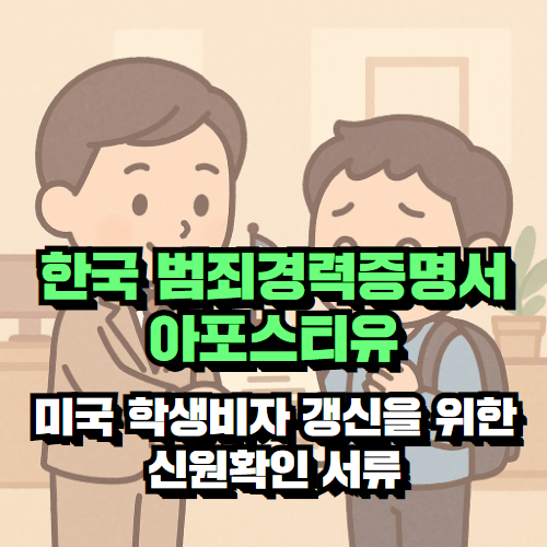 미국 학생비자 갱신을 위한 한국 범죄경력증명서 아포스티유